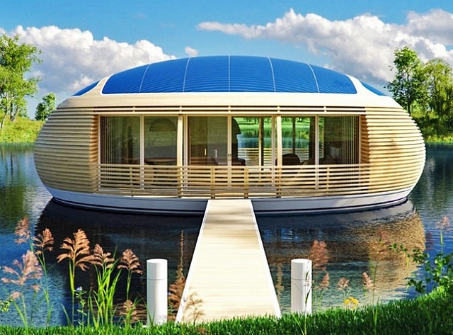 Плавучий еко-будинок на сонячних батареях