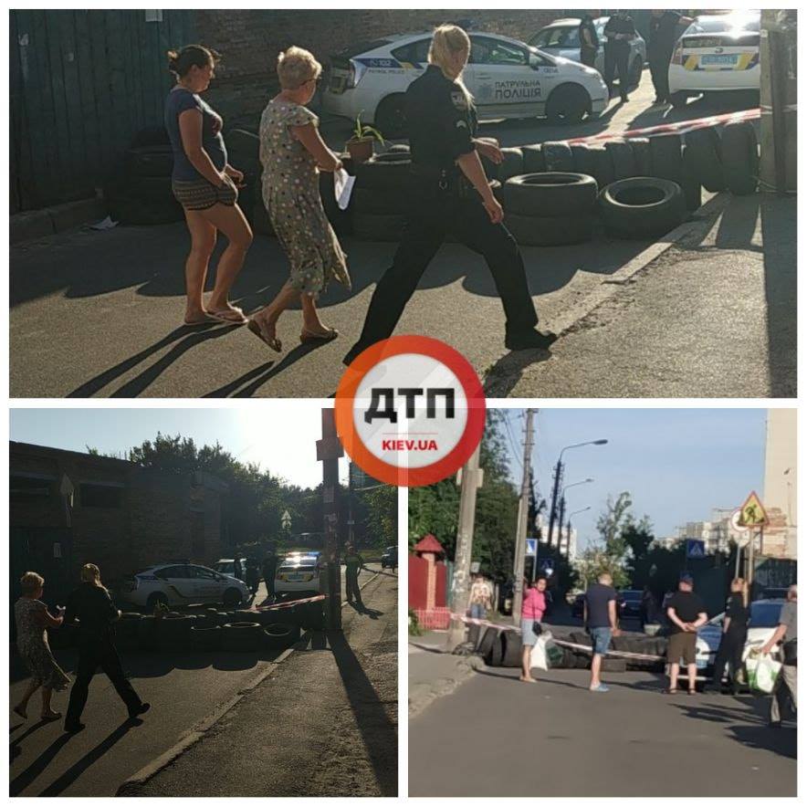 Жителі вулиці Обухівської перекрили дорогу, протестуючи проти транзиту транспорту з Ірпінської траси 