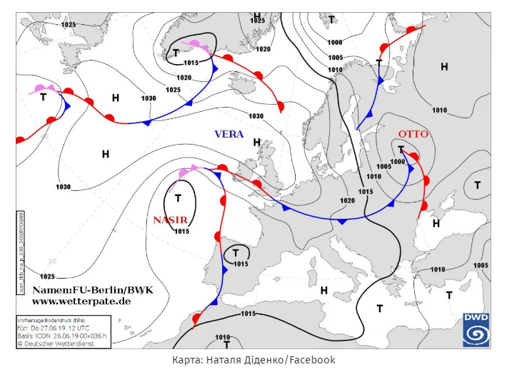 Циклон Otto несе в Україну дощі й похолодання: карта метеорологічного фронту 