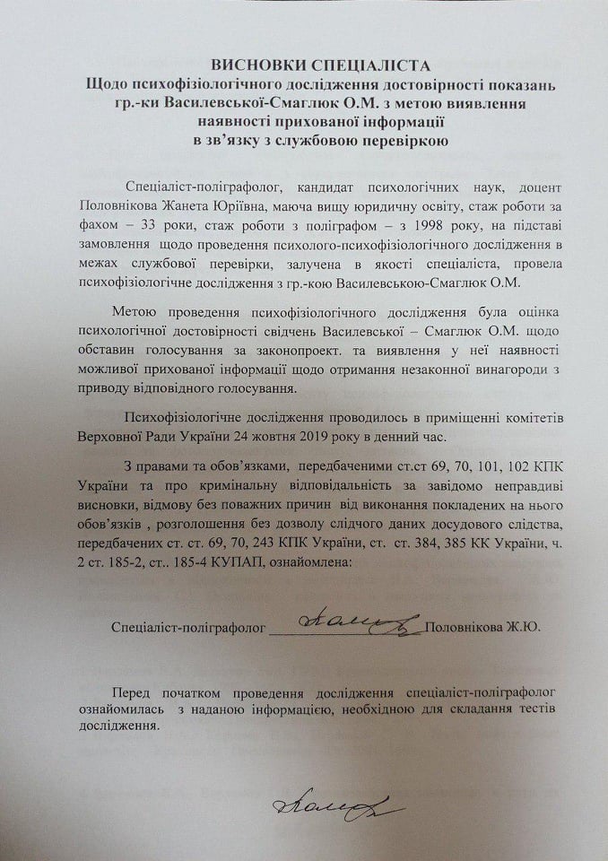 Депутатка пройшла тестування на поліграфі: оприлюднено результати