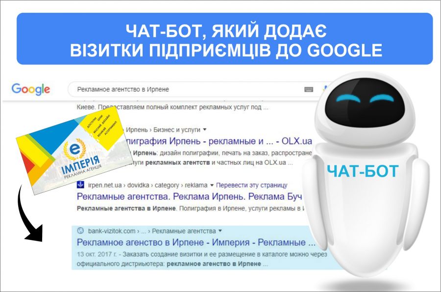 В Ірпені створили чат-бот, який додає візитки підприємців до Google