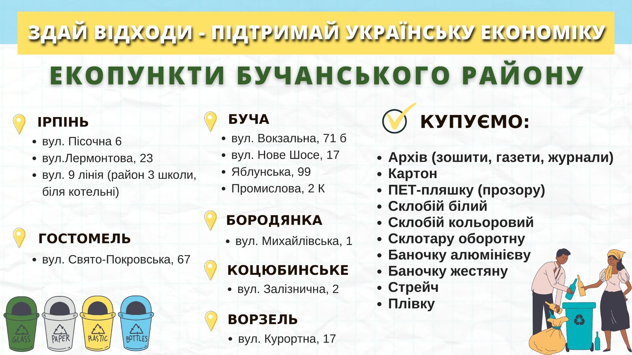 Здай відходи – підтримай економіку: перелік пунктів прийому сировини 