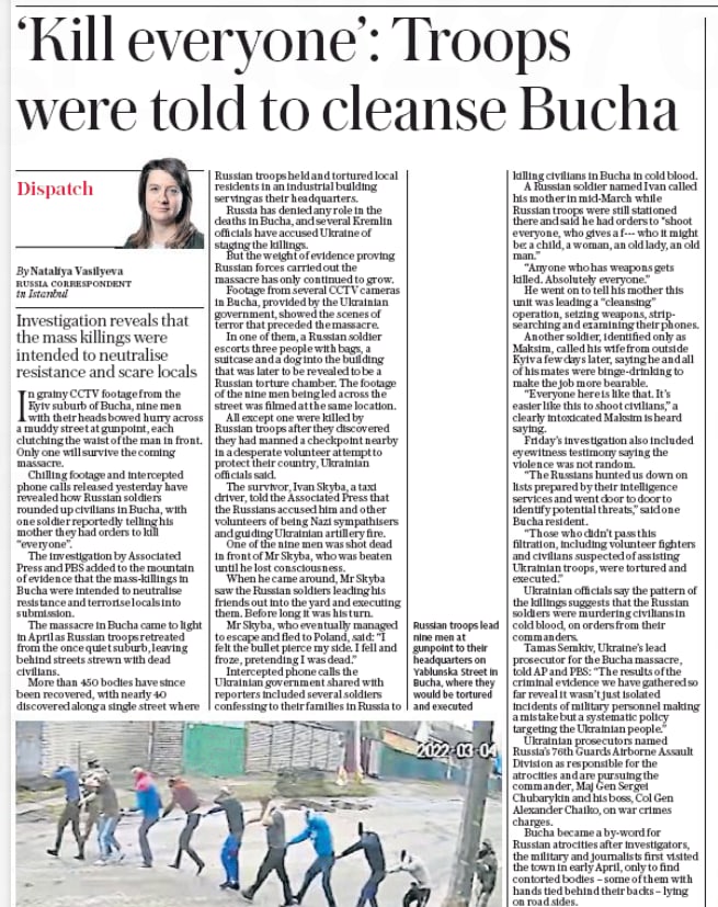 Залякати й нейтралізувати опір: The Daily Telegraph розповіла про причини масових вбивств у Бучі. 