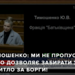 Юлія Тимошенко: Ми не пропустимо закон, що дозволяє забирати у людей єдине житло за борги!